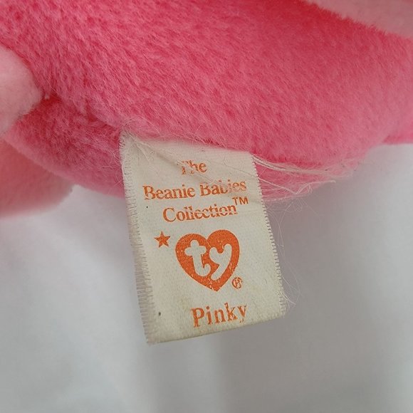 Vintage 1995 TY Beanie Babies Pinky the Pink Flamingo Plush Stuffed Animal - Picture 2 of 6